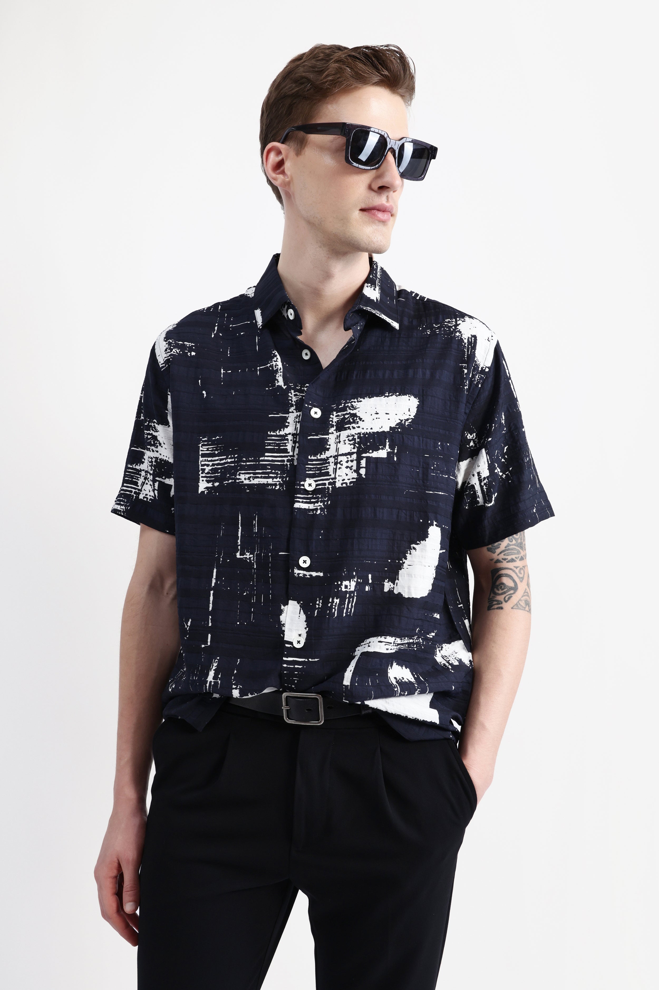 ABSTRACT PRINT HALF SLEEVES SHIRT