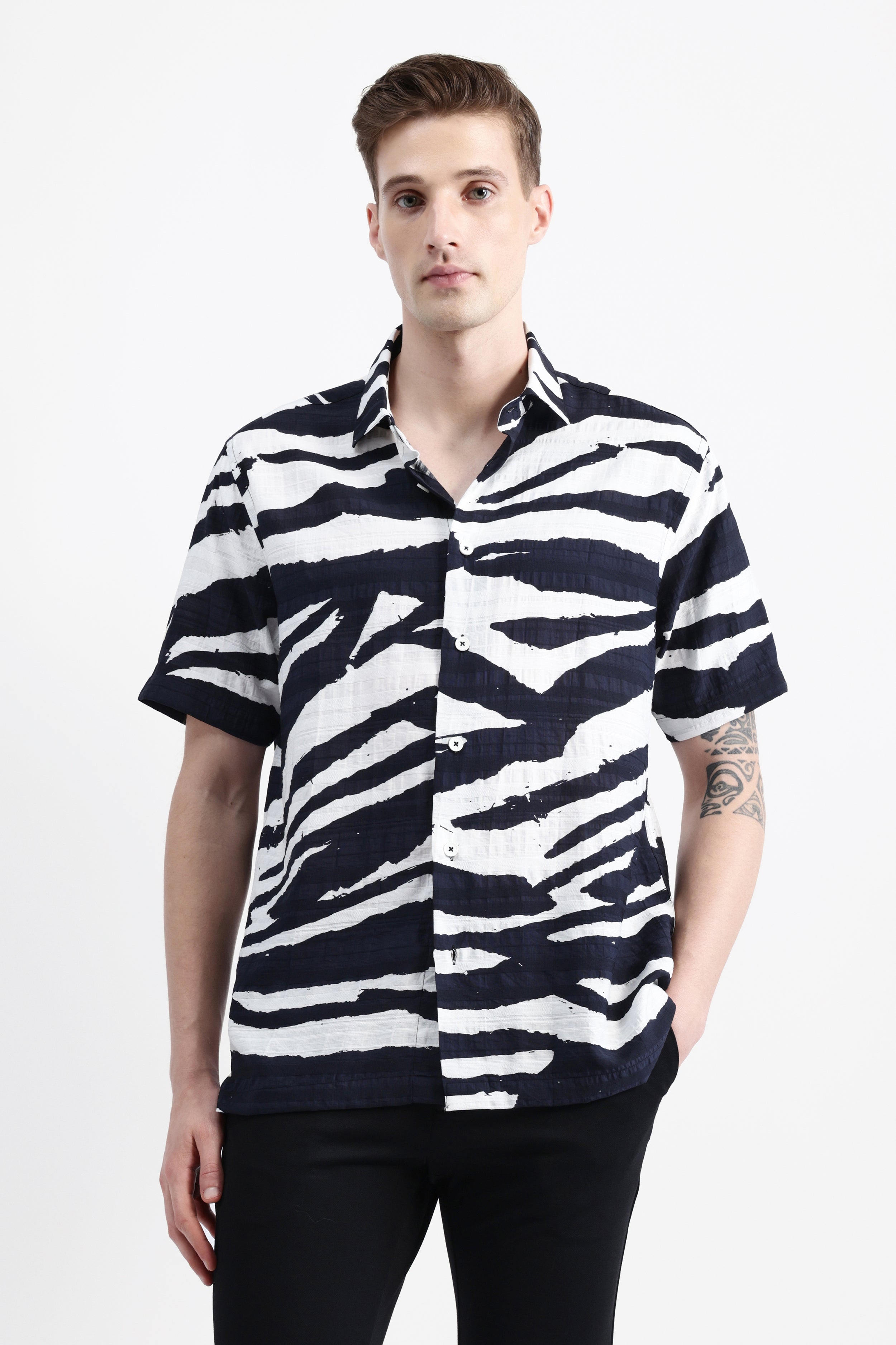 ABSTRACT PRINT HALF SLEEVE SHIRT