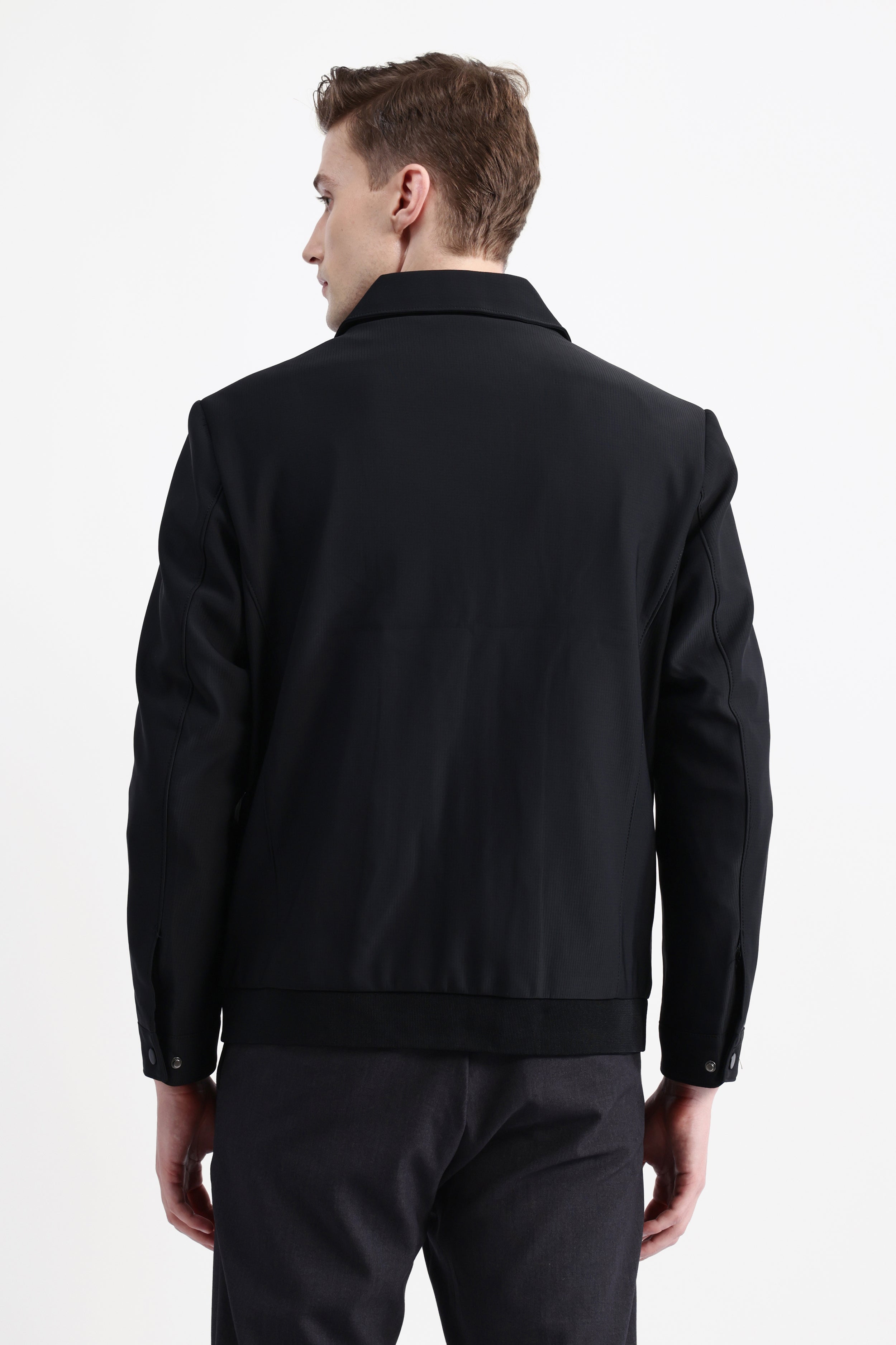 SPREAD COLLAR PLAIN JACKET