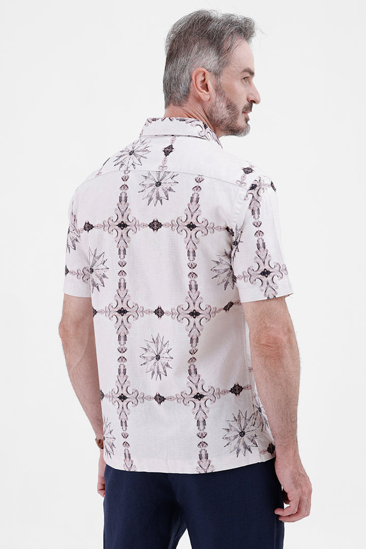 LT. VOILET BAROQUE
COTTON LINEN PRINT SHIRT