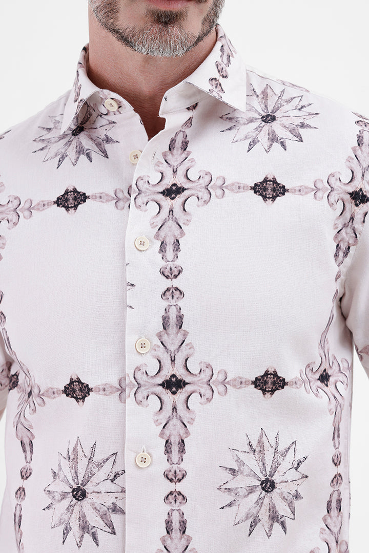 LT. VOILET BAROQUE
COTTON LINEN PRINT SHIRT