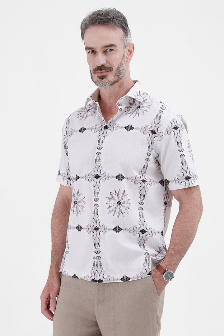 TURKISH ROSE BAROQUE
COTTON LINEN PRINT SHIRT
