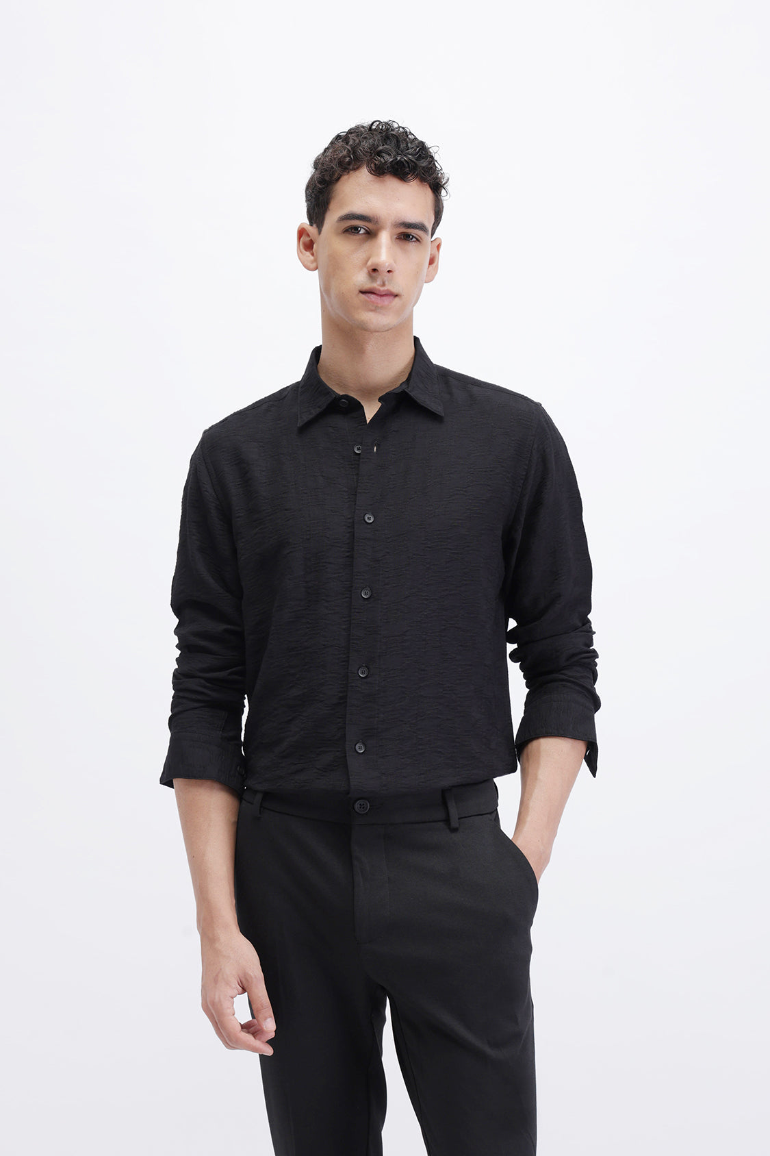 CRINKLE EFFECT TEXTURED SHIRT