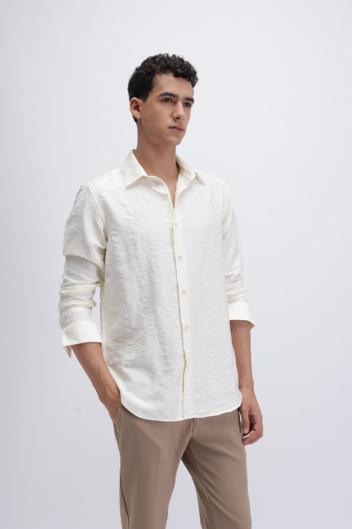 CRINKLE EFFECT TEXTURED SHIRT