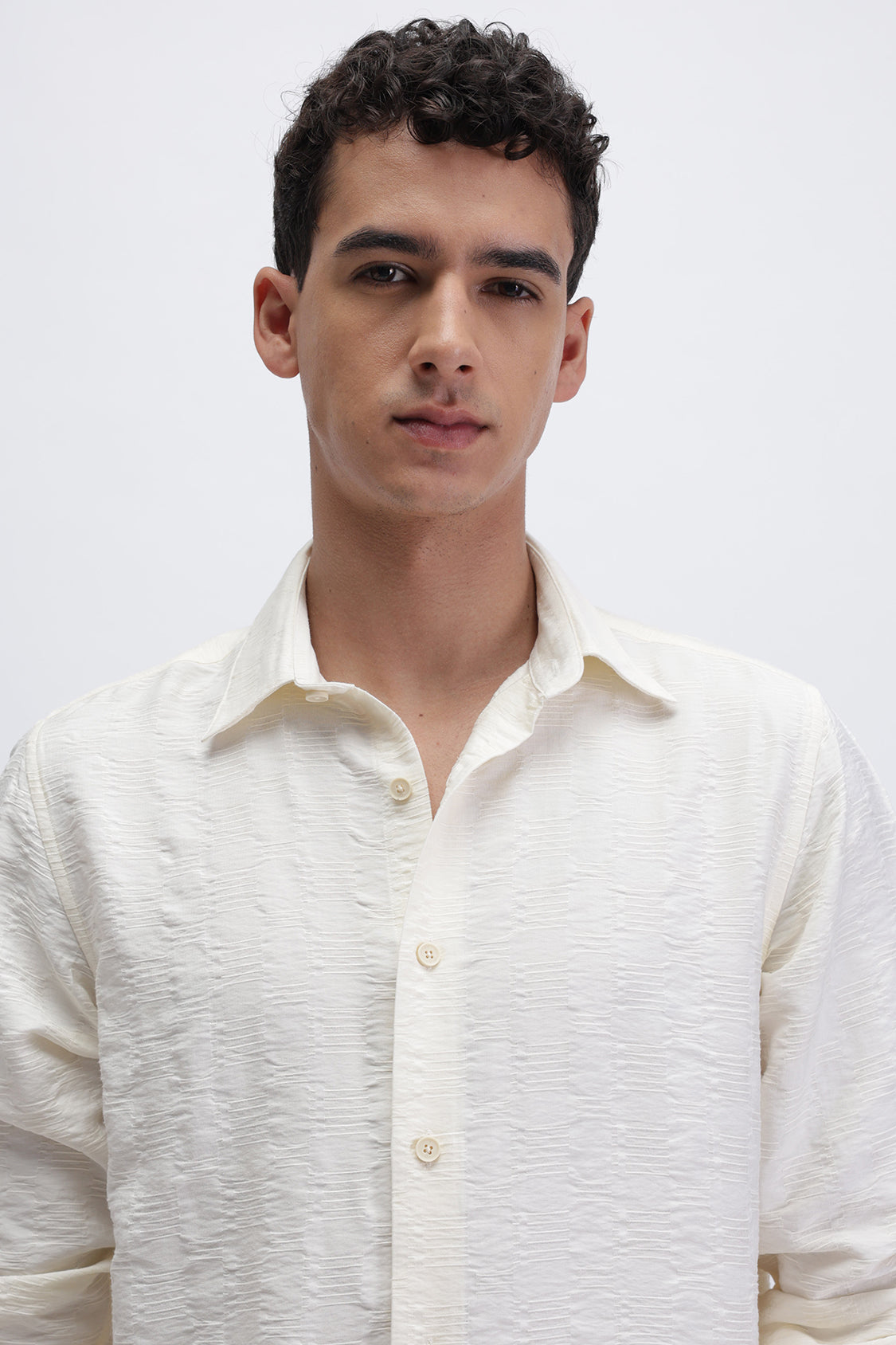 CRINKLE EFFECT TEXTURED SHIRT