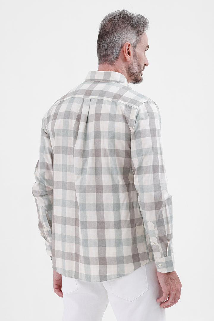 OFF WHITE GREEN COTTON CHECK SHIRT