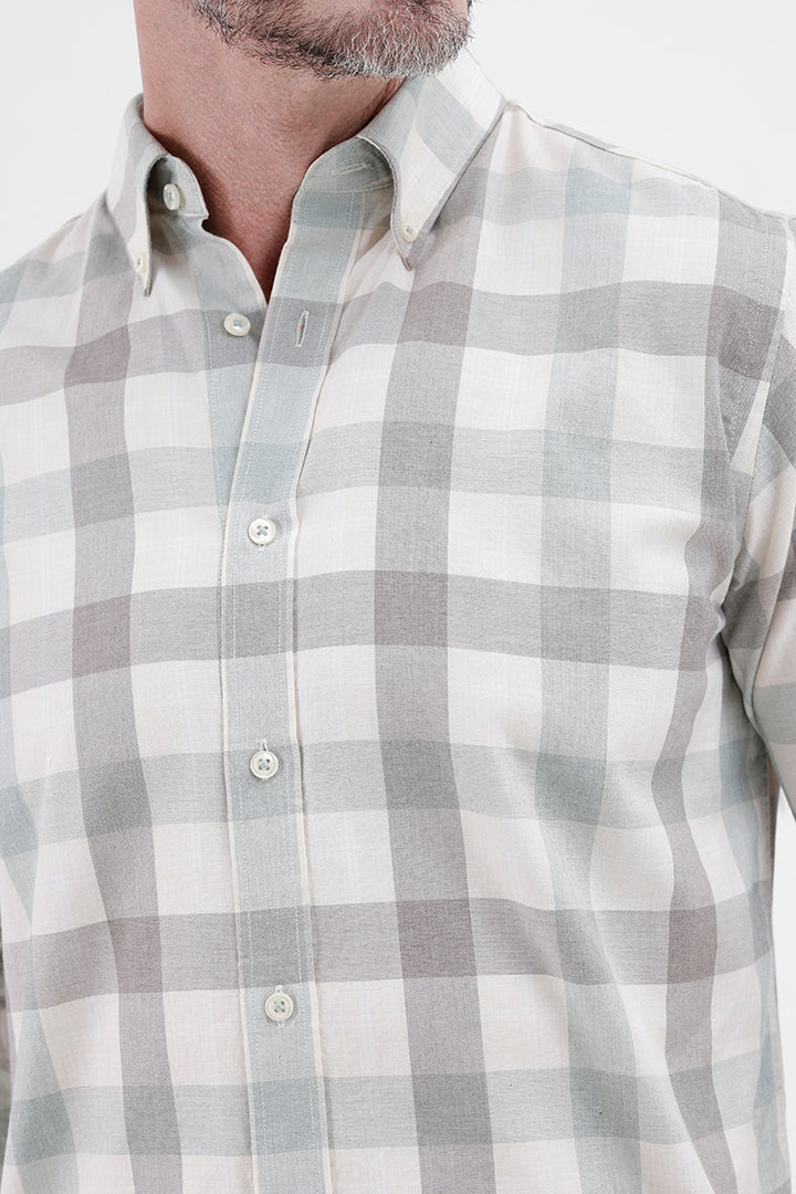 OFF WHITE GREEN COTTON CHECK SHIRT