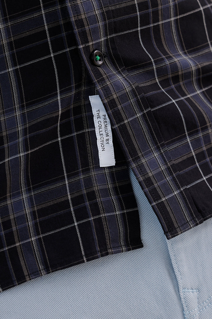 BLACK COTTON CHECK SHIRT