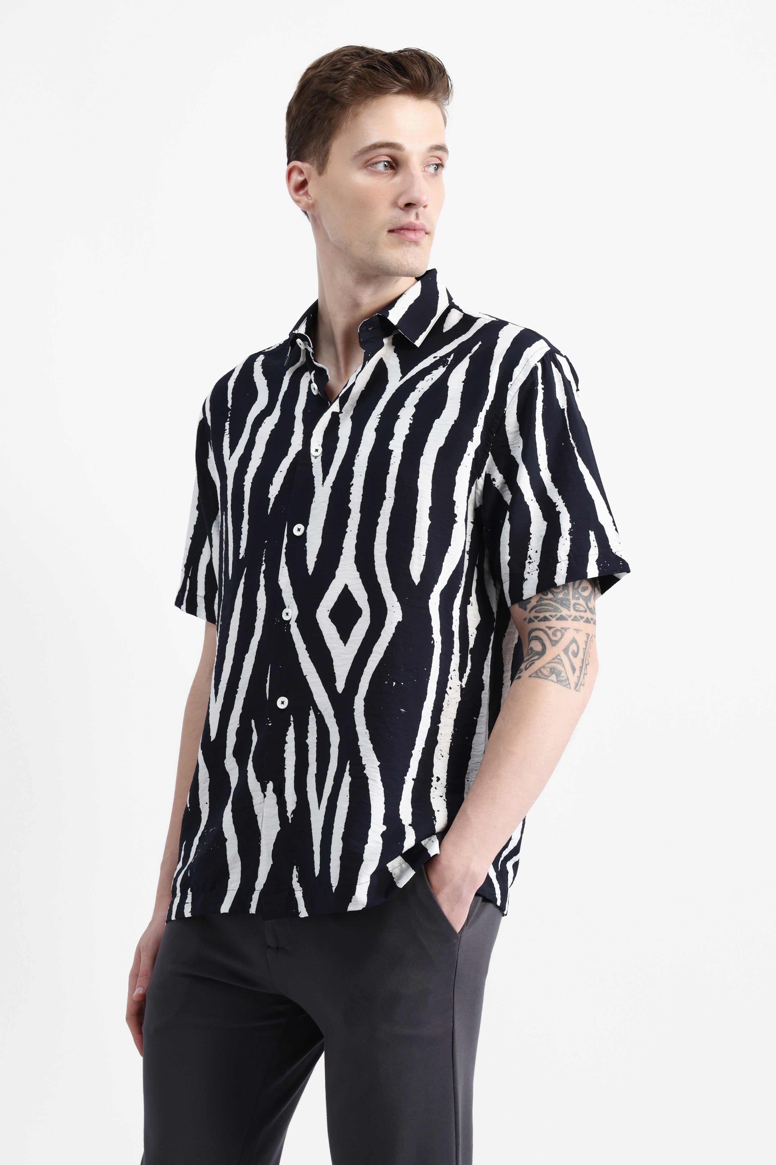 ABSTRACT PRINT HALF SLEEVES SHIRT