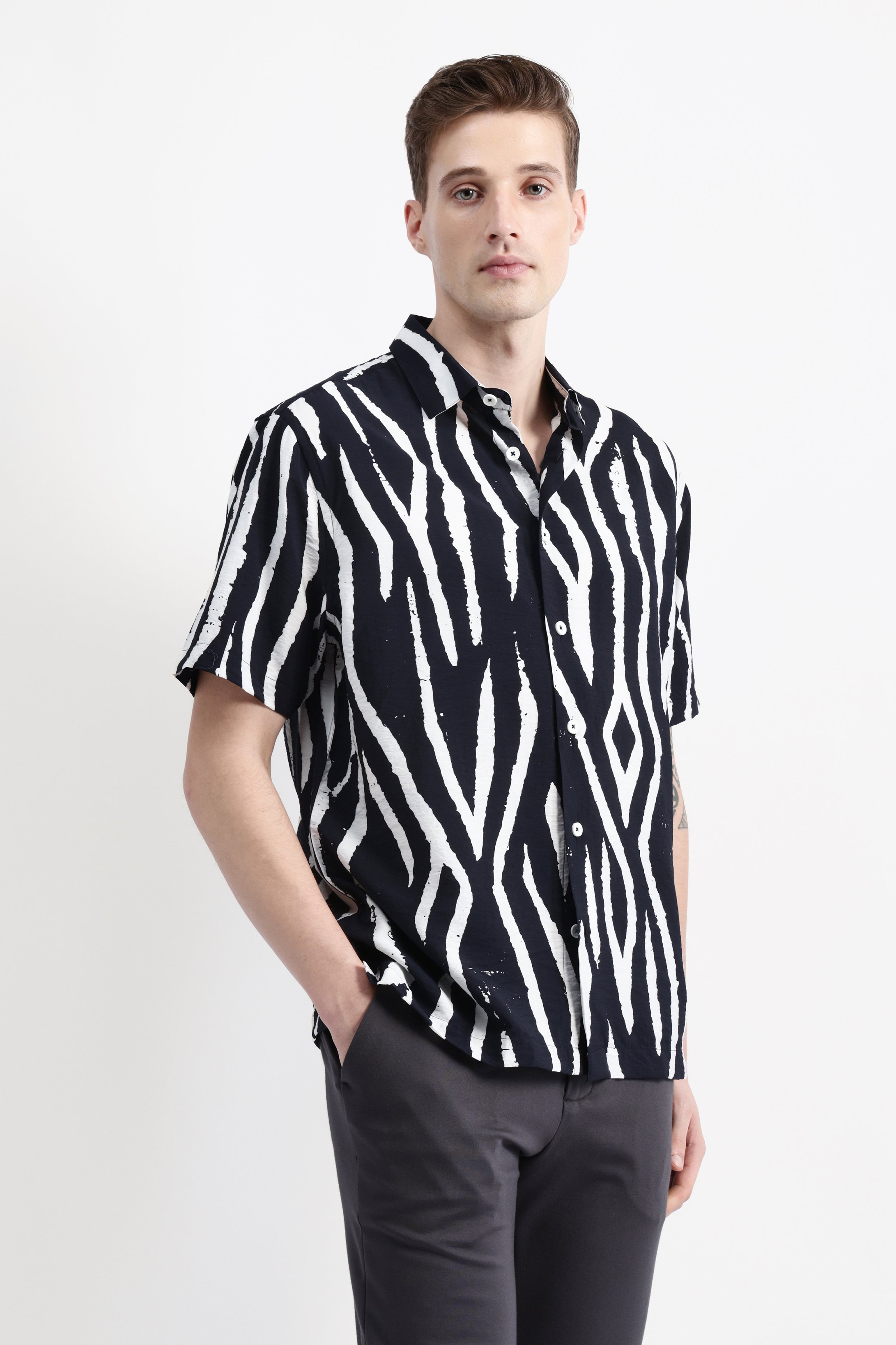 ABSTRACT PRINT HALF SLEEVES SHIRT