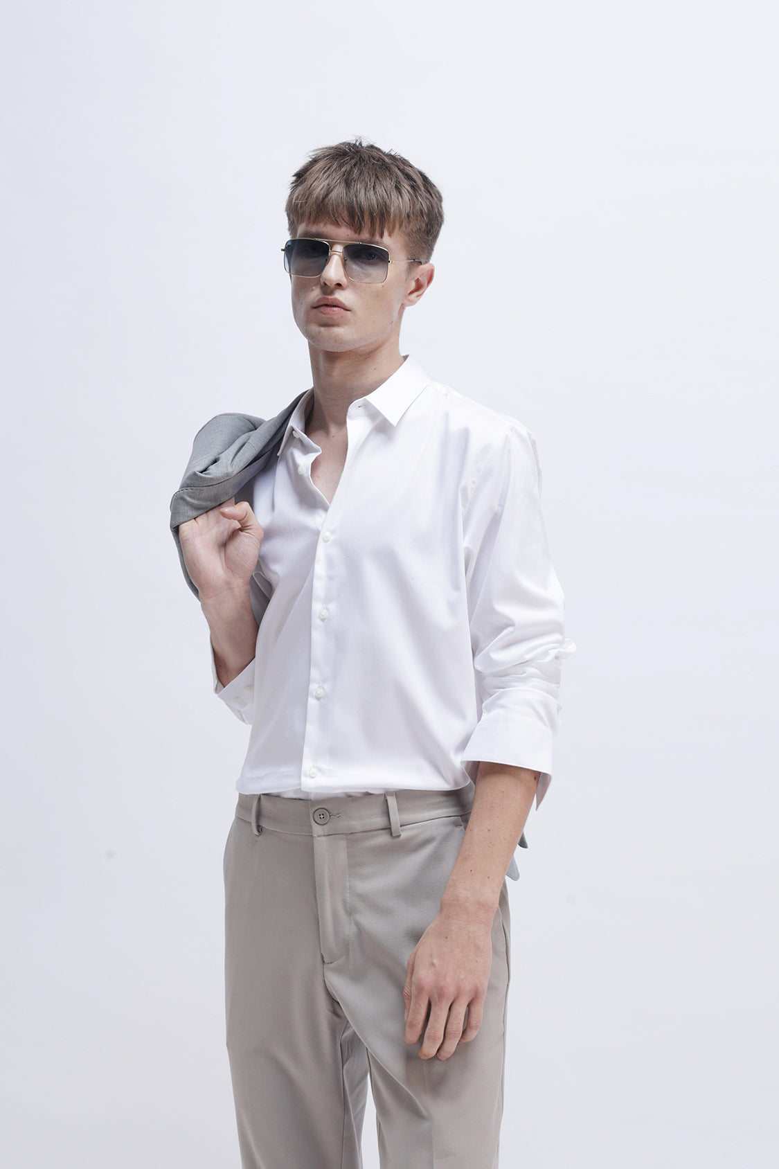 SLIM FIT SOLID COTTON SHIRT