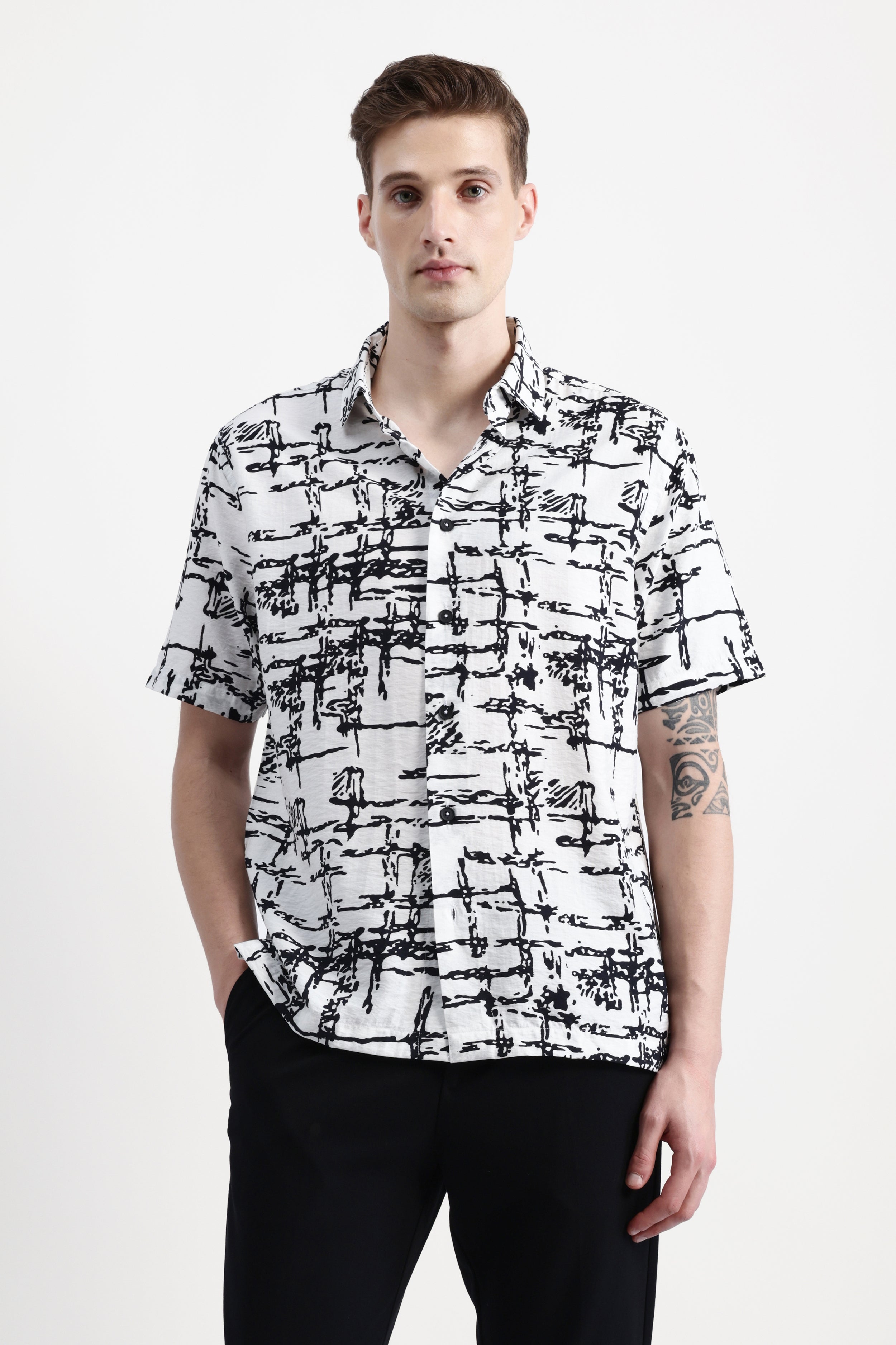 ABSTRACT PRINT HALF SLEEVES SHIRT