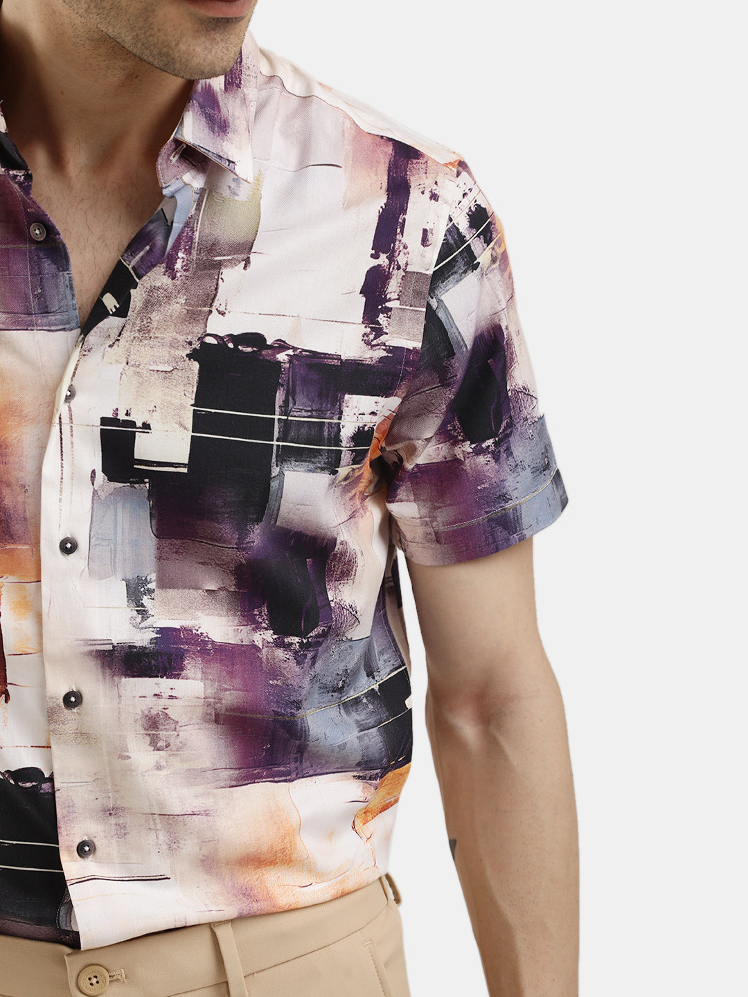 ABSTRACT PRINT SHORT SLEEVES SHIRT