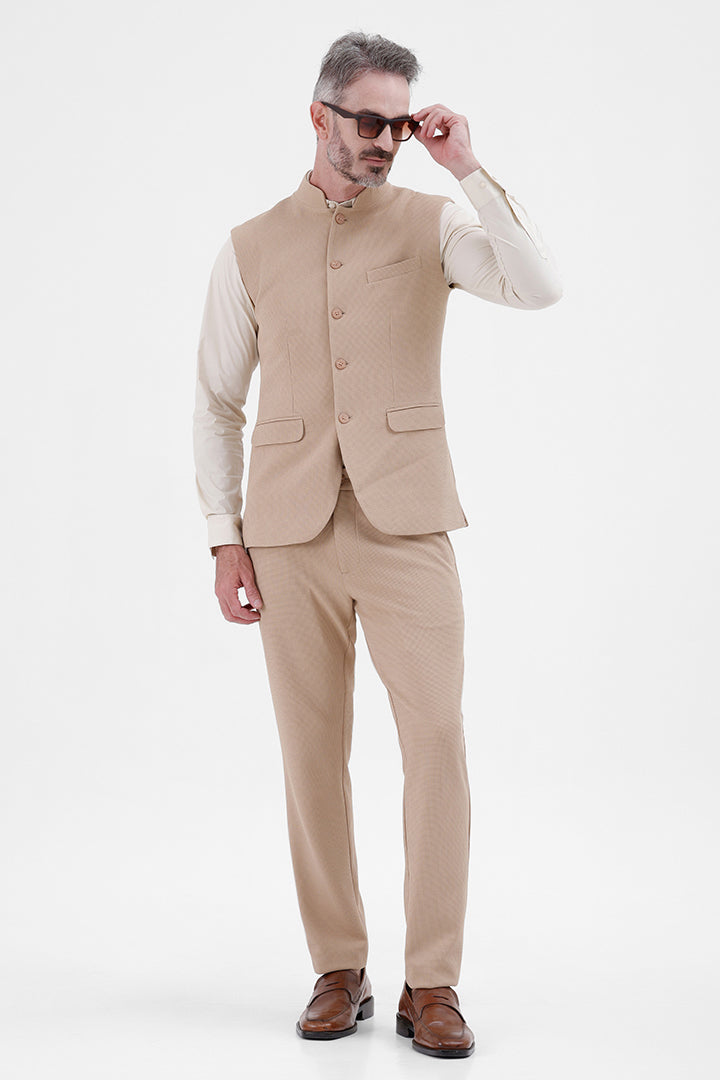 BEIGE STRETCH WAISTCOAT