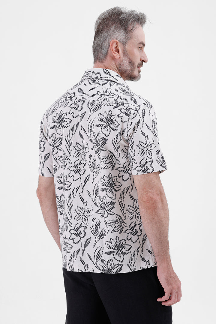 BLACK BATIK FLORAL
COTTON LINEN PRINT SHIRT
