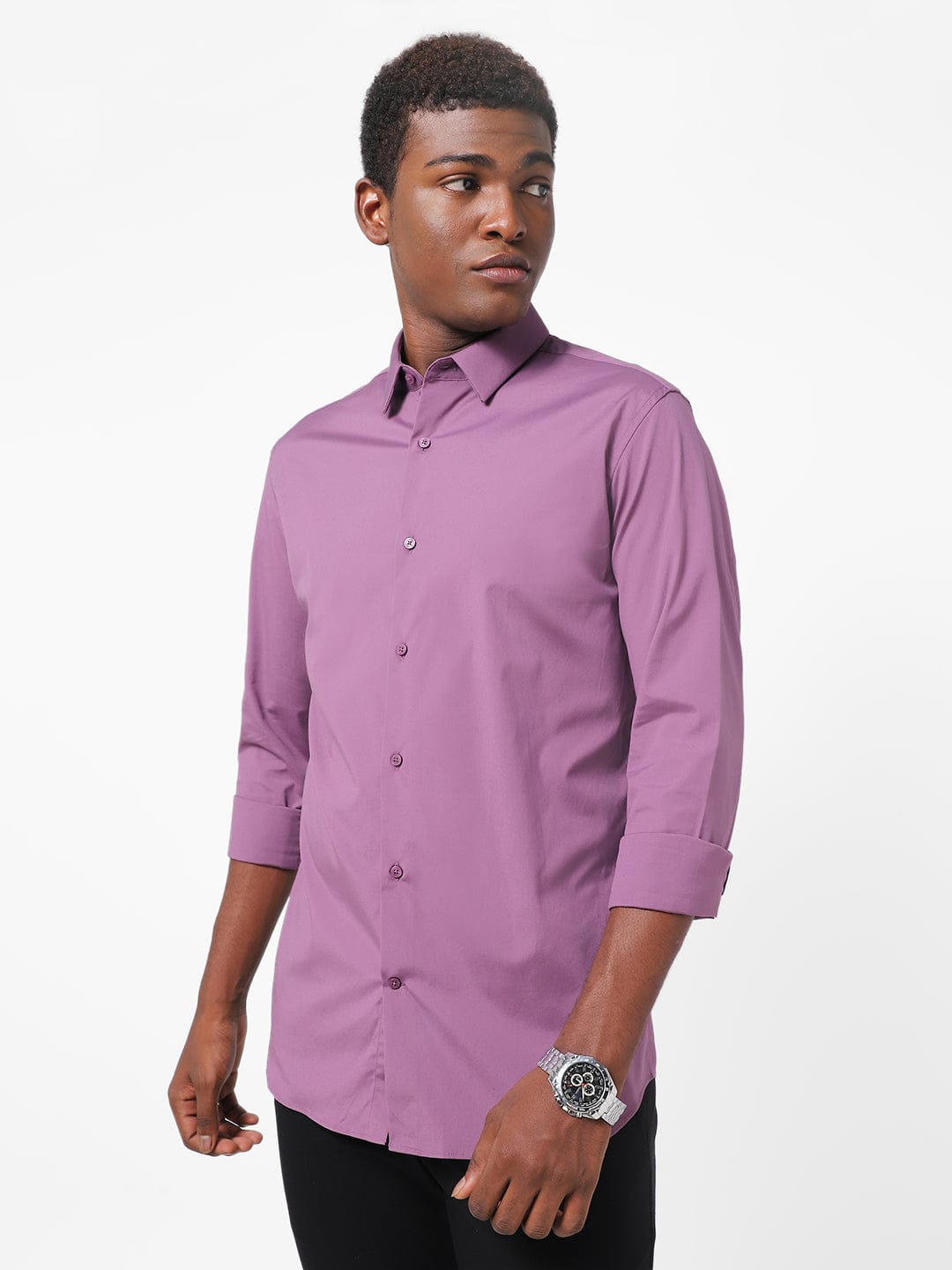 lavender color dress shirt Men's Lavender Solid Shirt
