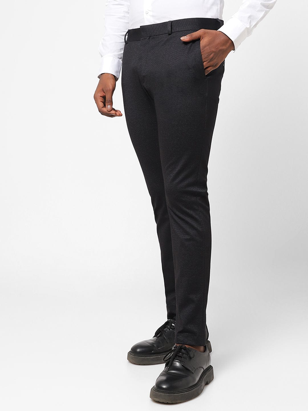 Black Pin Dot Knitted Stretch Men&