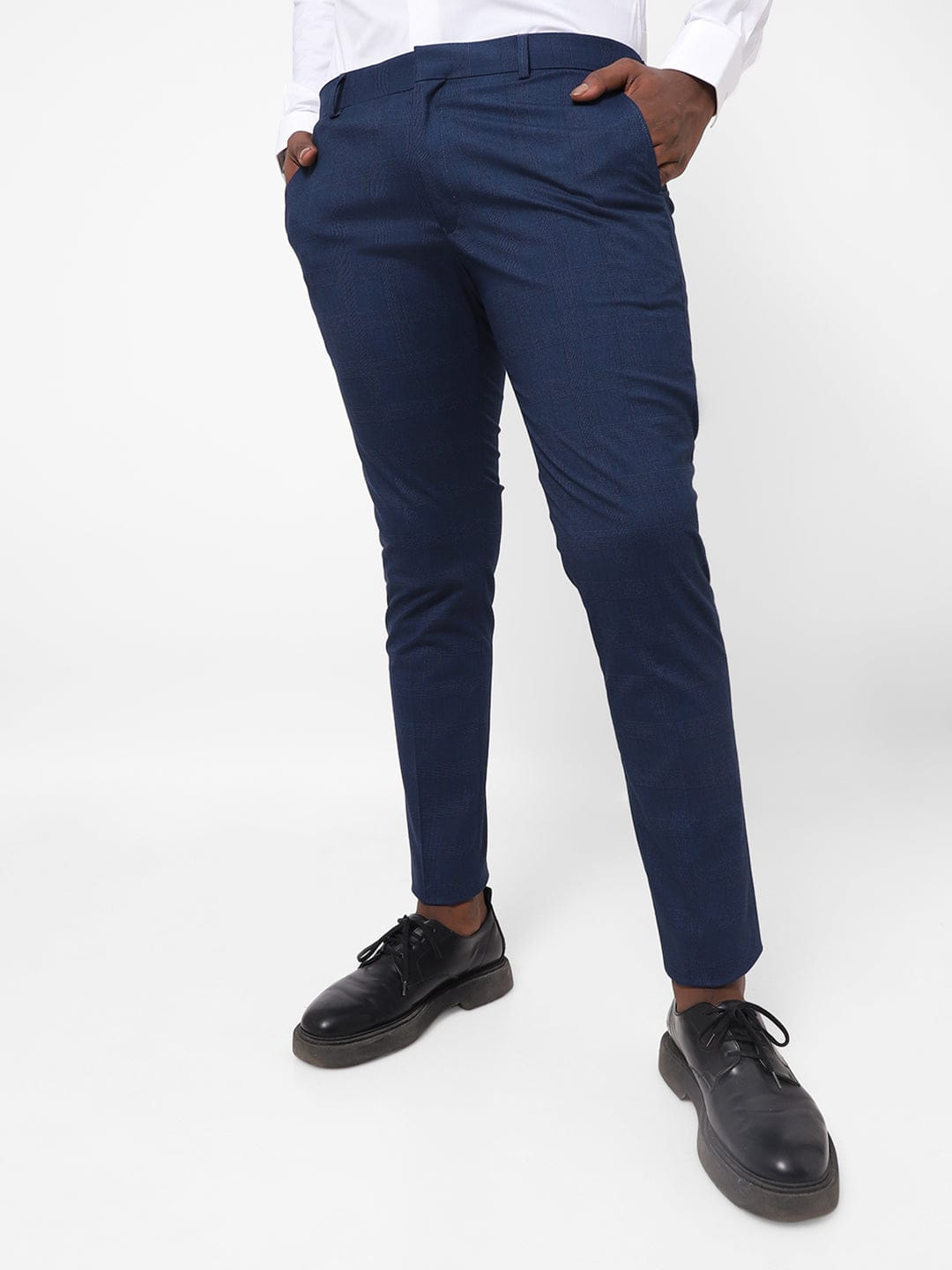 Blue Check Knitted Stretch Men&
