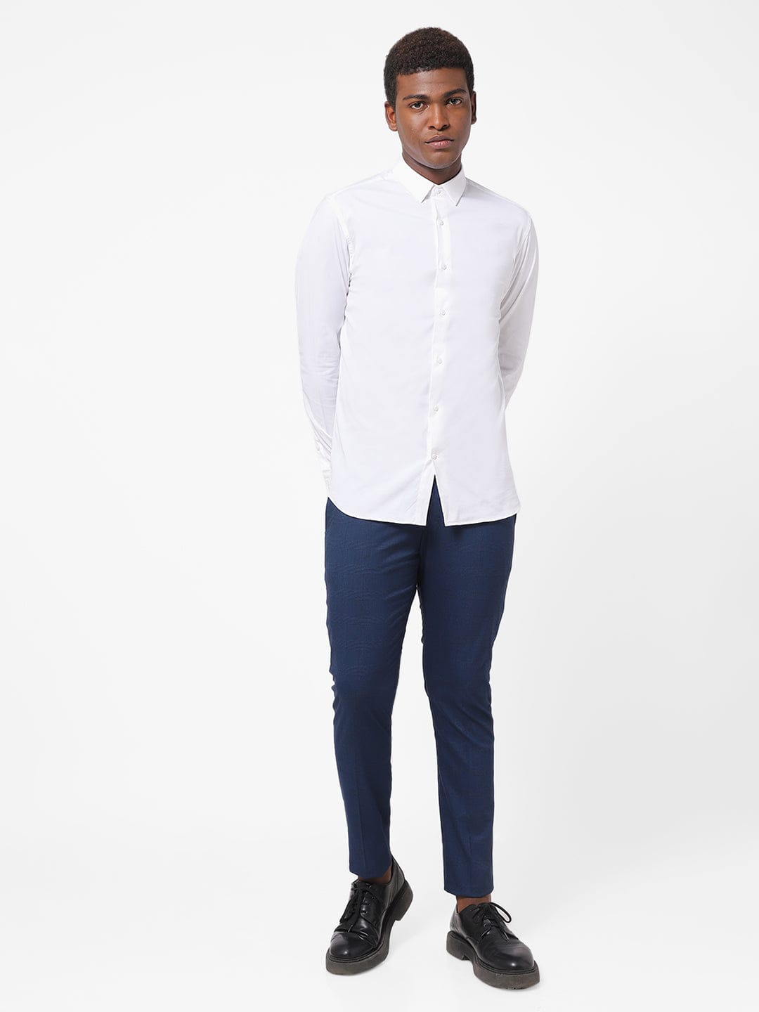 Blue Check Knitted Stretch Men&
