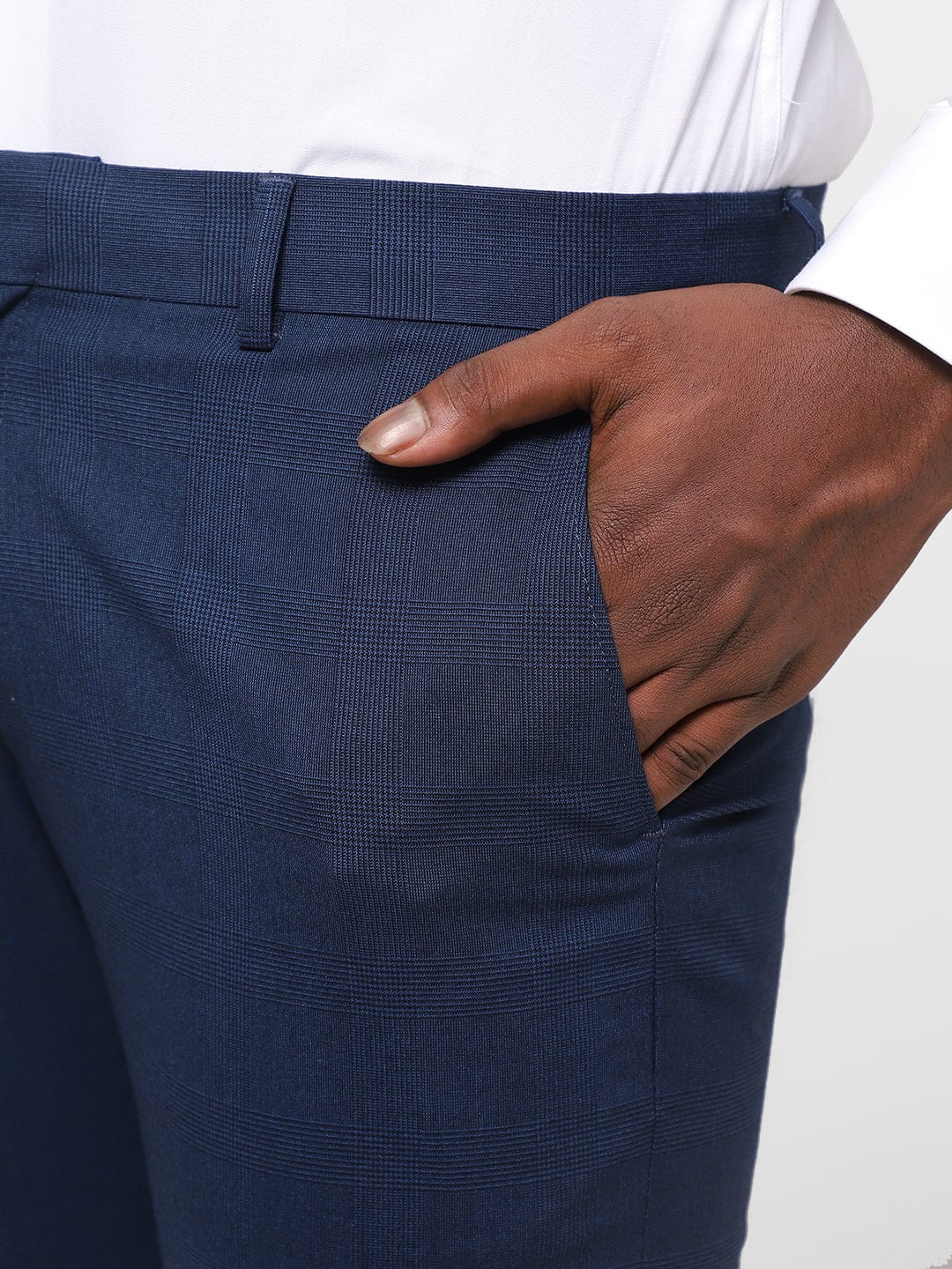Blue Check Knitted Stretch Men&