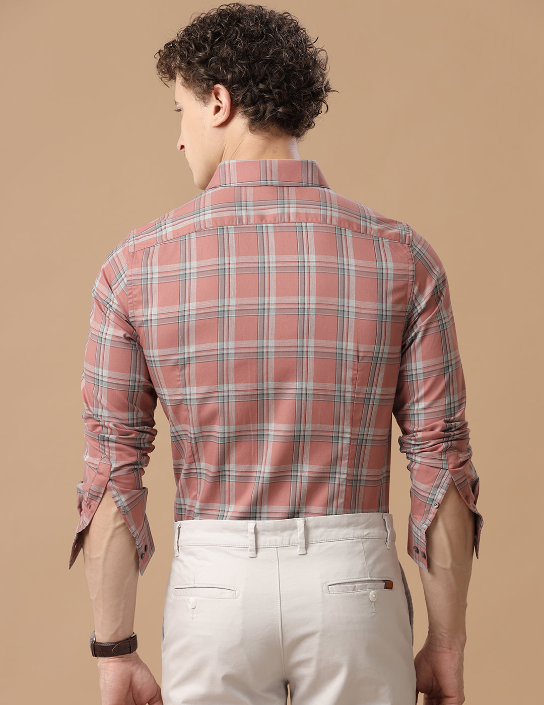 SlimFit Check Mineral Red Smart Casual Cotton Shirt (DINO)
