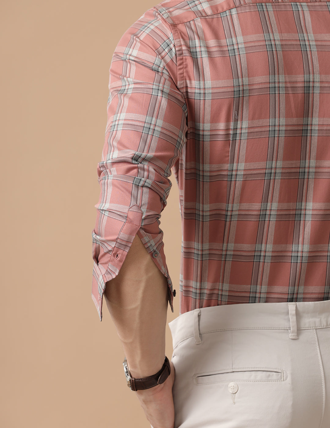 SlimFit Check Mineral Red Smart Casual Cotton Shirt (DINO)