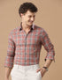 SlimFit Check Mineral Red Smart Casual Cotton Shirt (DINO)