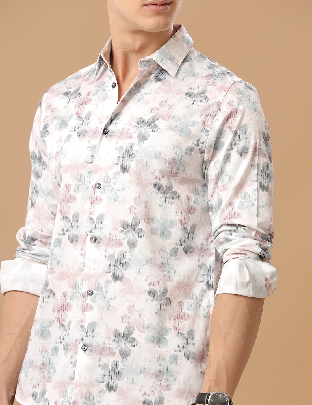 Comfort Fit Printed Regal Orchid Smart Casual Heavy Satin Shirt (HATH)
