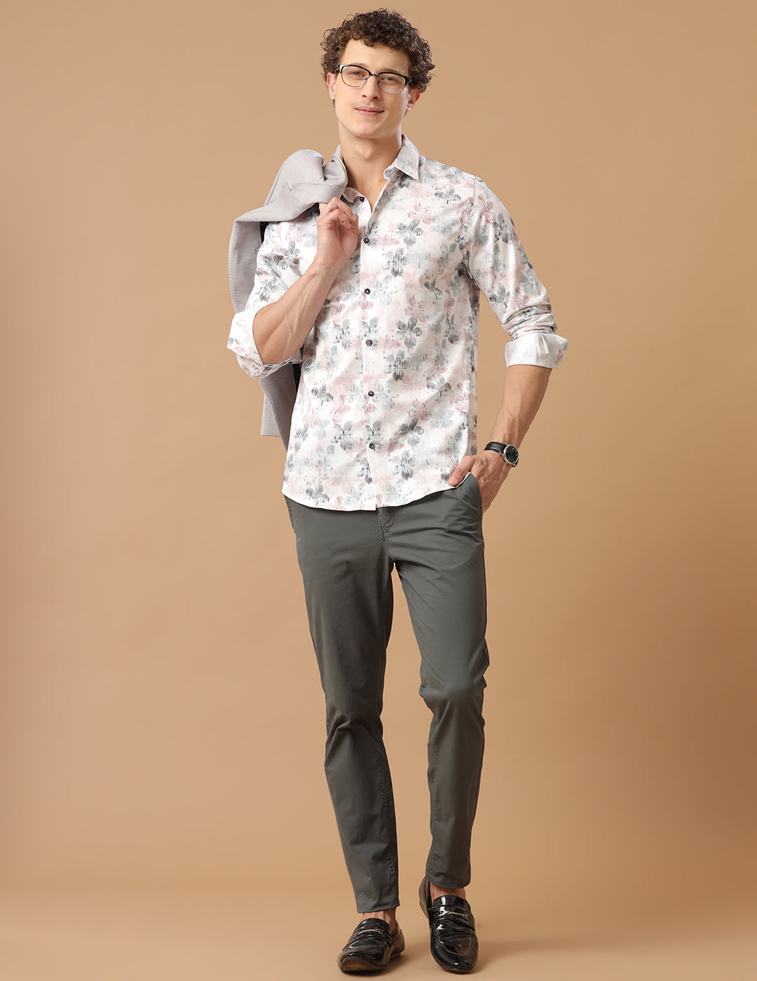 Comfort Fit Printed Regal Orchid Smart Casual Heavy Satin Shirt (HATH)