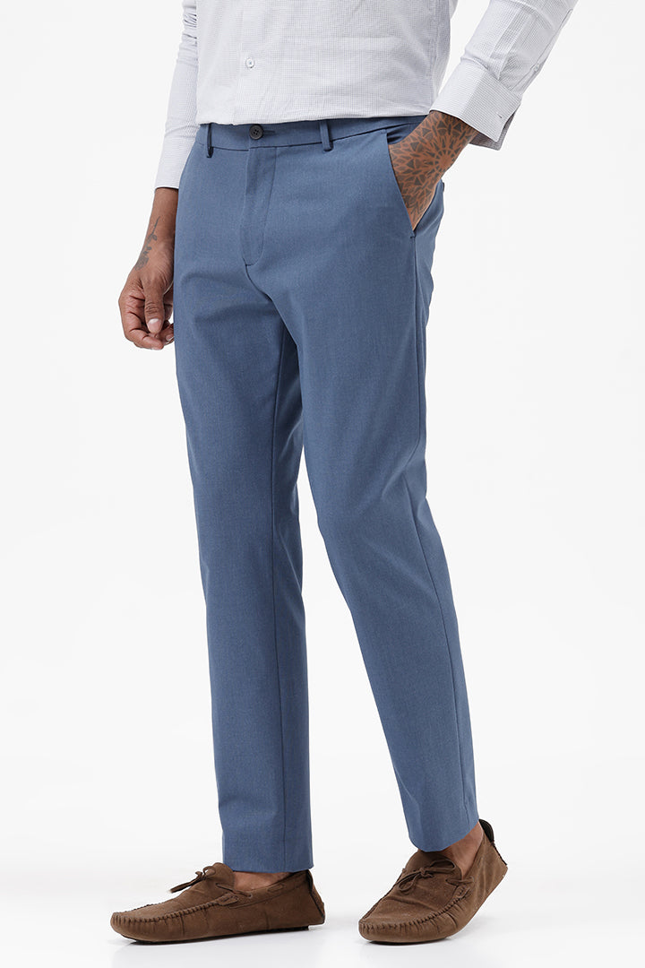 BLUE MELANGE STRETCH TROUSER