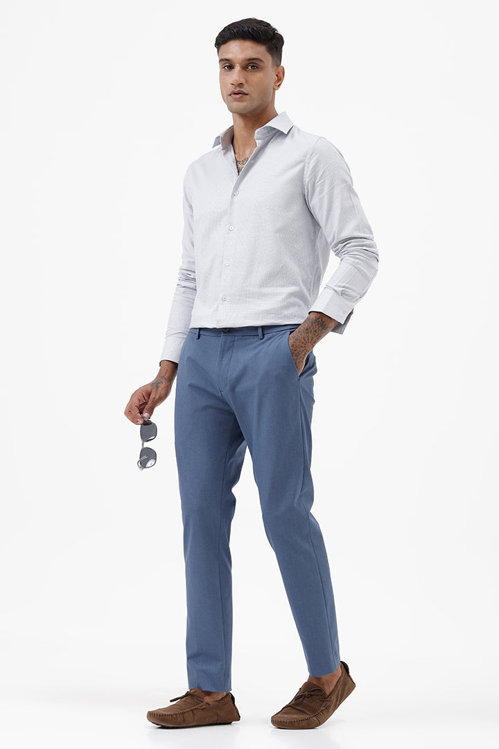 BLUE MELANGE STRETCH TROUSER