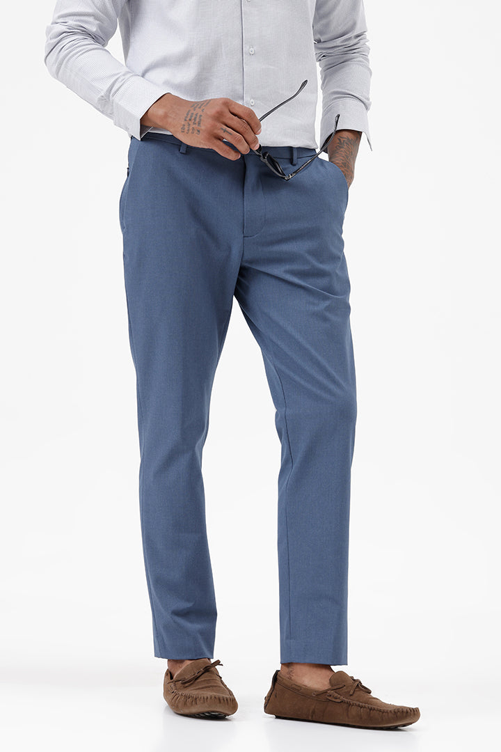 BLUE MELANGE STRETCH TROUSER