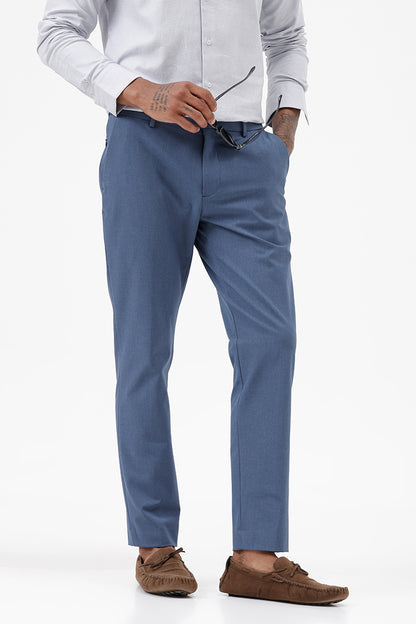 BLUE MELANGE STRETCH TROUSER