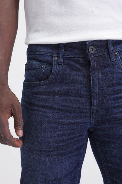 Men Slim Mid Rise Dark Blue Jeans