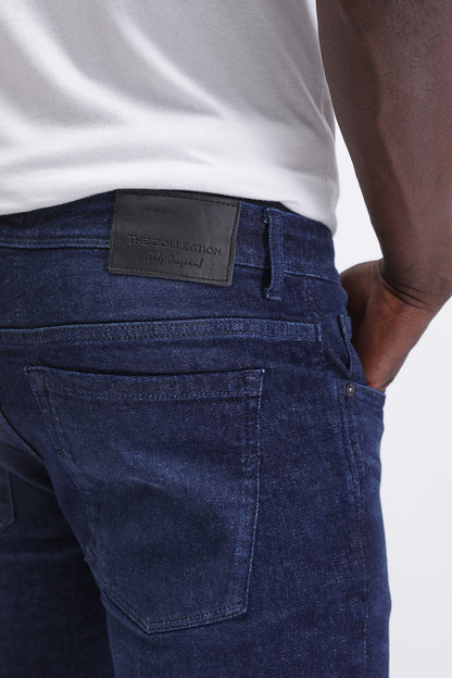Men Slim Mid Rise Dark Blue Jeans