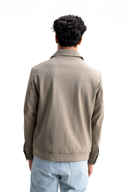 SPREAD COLLAR PLAIN JACKET