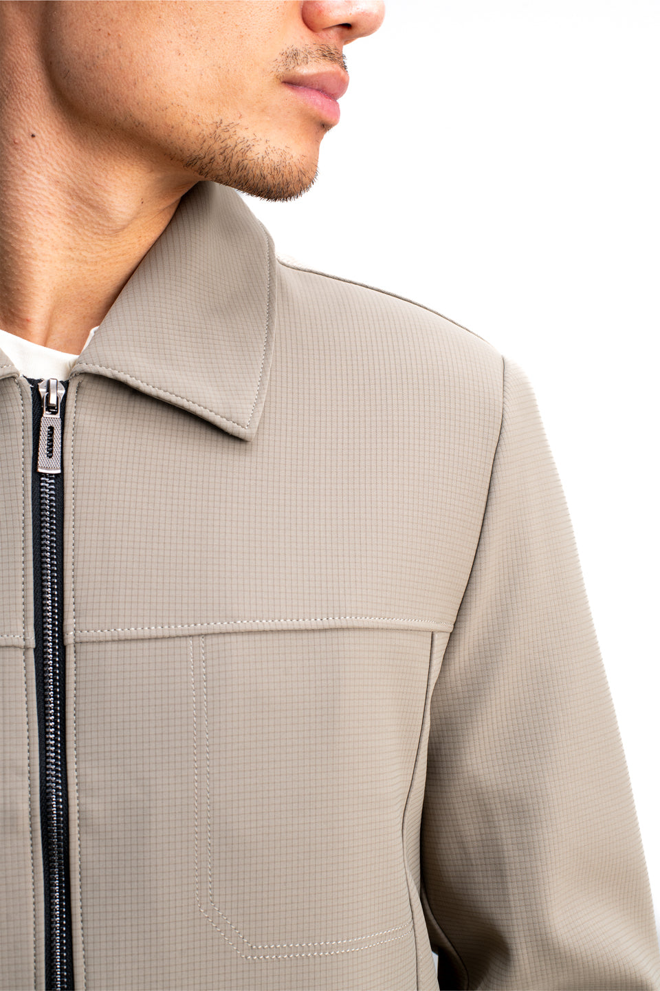 SPREAD COLLAR PLAIN JACKET