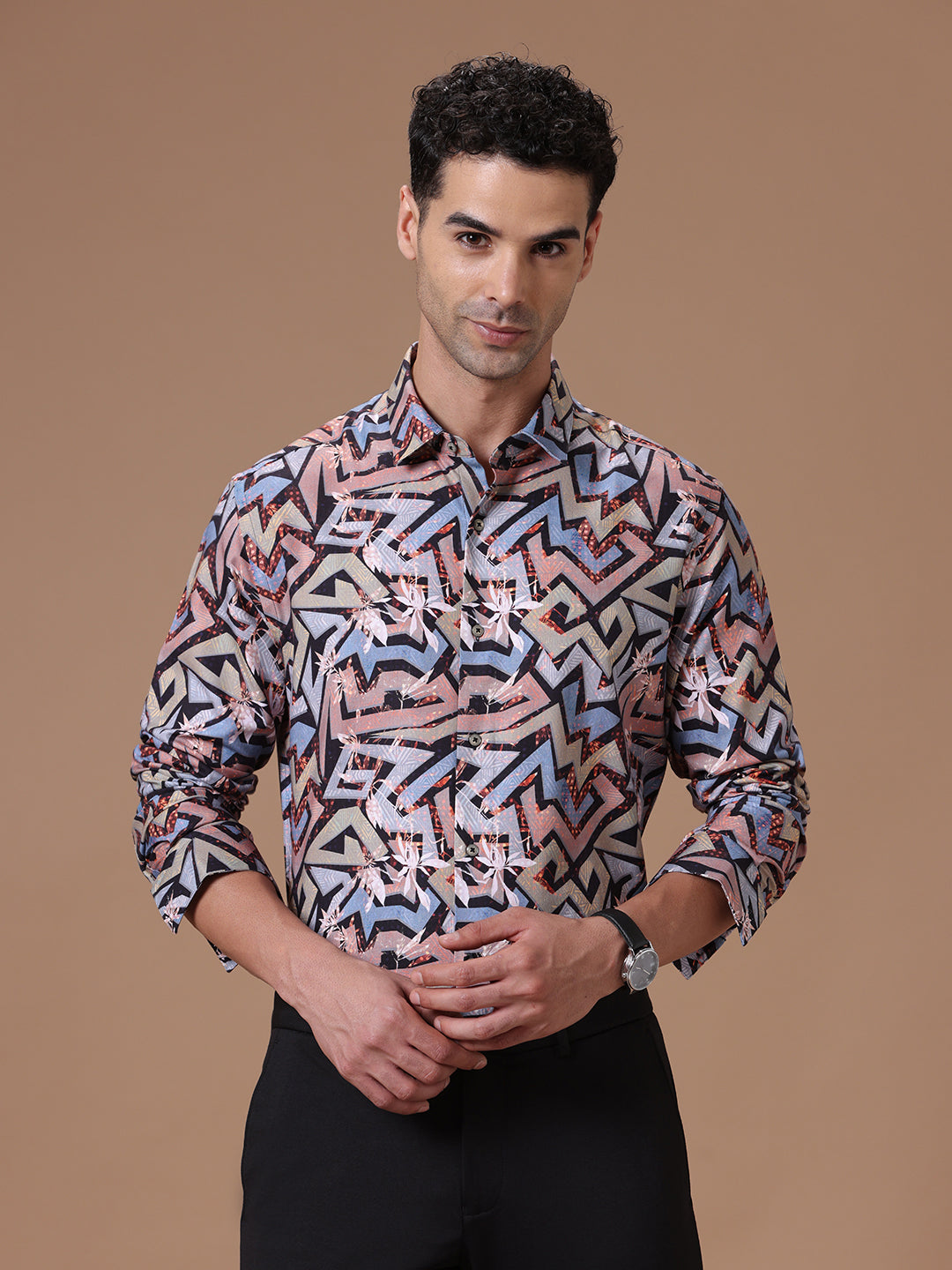 Comfort fit Cotton Viscose Printed Multi Smart casual Full sleeve Shirt (AMBOR)