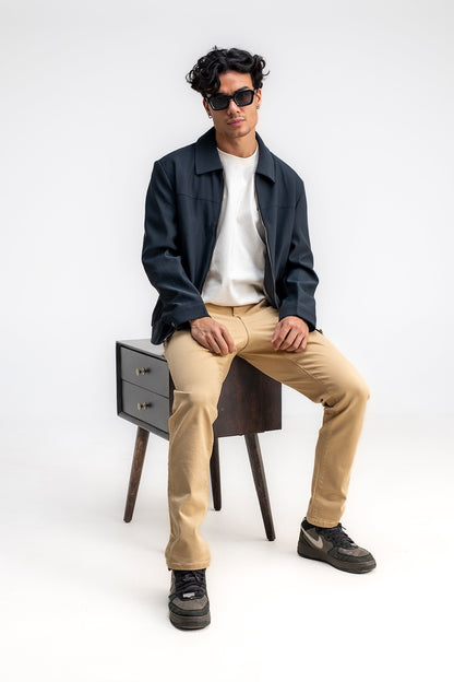 SPREAD COLLAR PLAIN JACKET