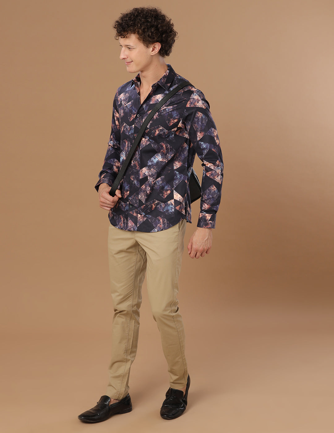 Rose Brown Print Smart Satin Shirt