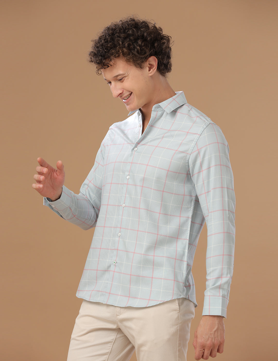 SlimFit Block-Check Surf Spray Smart Casual Cotton Shirt (HUNT)