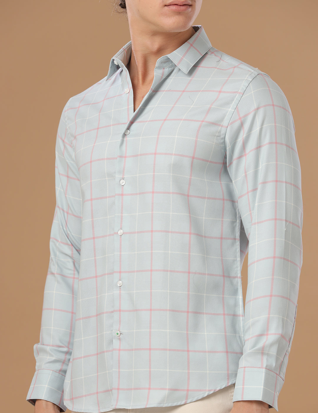 SlimFit Block-Check Surf Spray Smart Casual Cotton Shirt (HUNT)