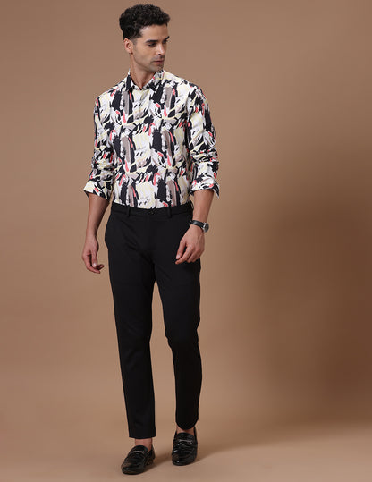 Comfort fit Cotton Viscose Printed Multi Smart casual Full sleeve Shirt (HOZIER)