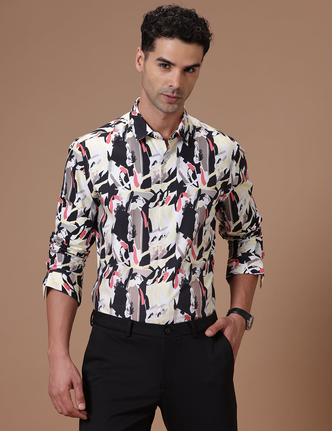 Comfort fit Cotton Viscose Printed Multi Smart casual Full sleeve Shirt (HOZIER)