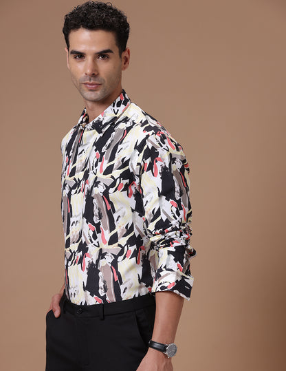 Comfort fit Cotton Viscose Printed Multi Smart casual Full sleeve Shirt (HOZIER)