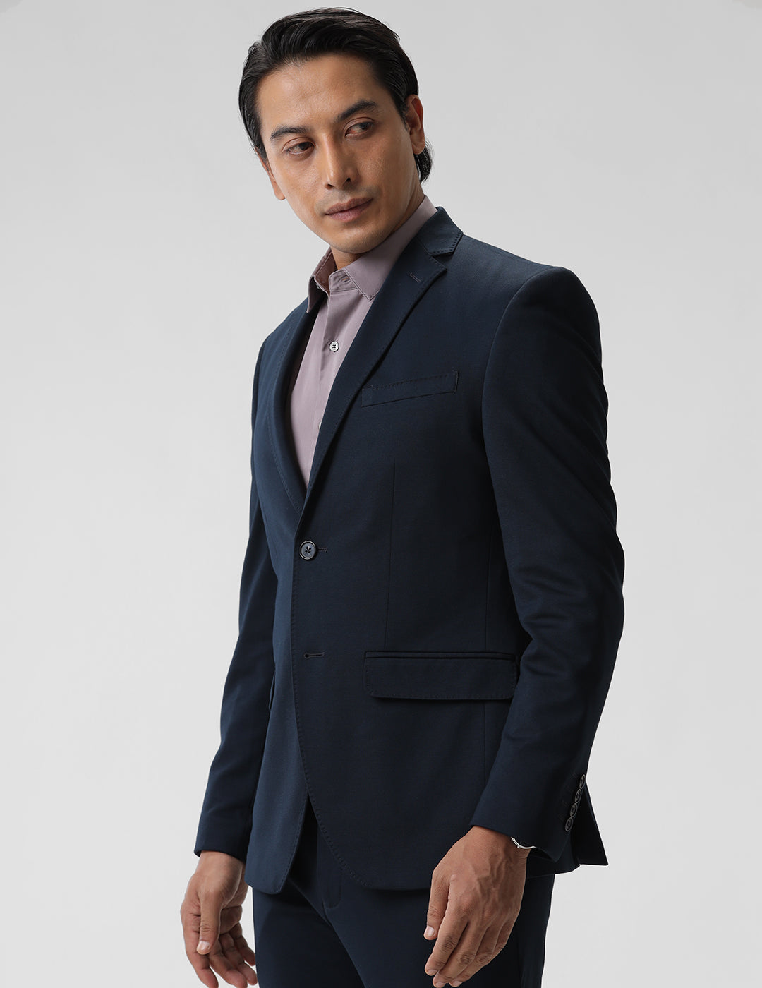 Men's Slim Fit Single Breasted Dark Blue Formal Blazer