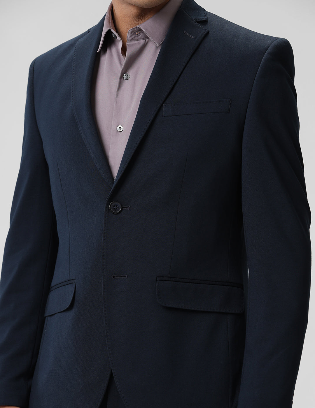 Men's Slim Fit Single Breasted Dark Blue Formal Blazer