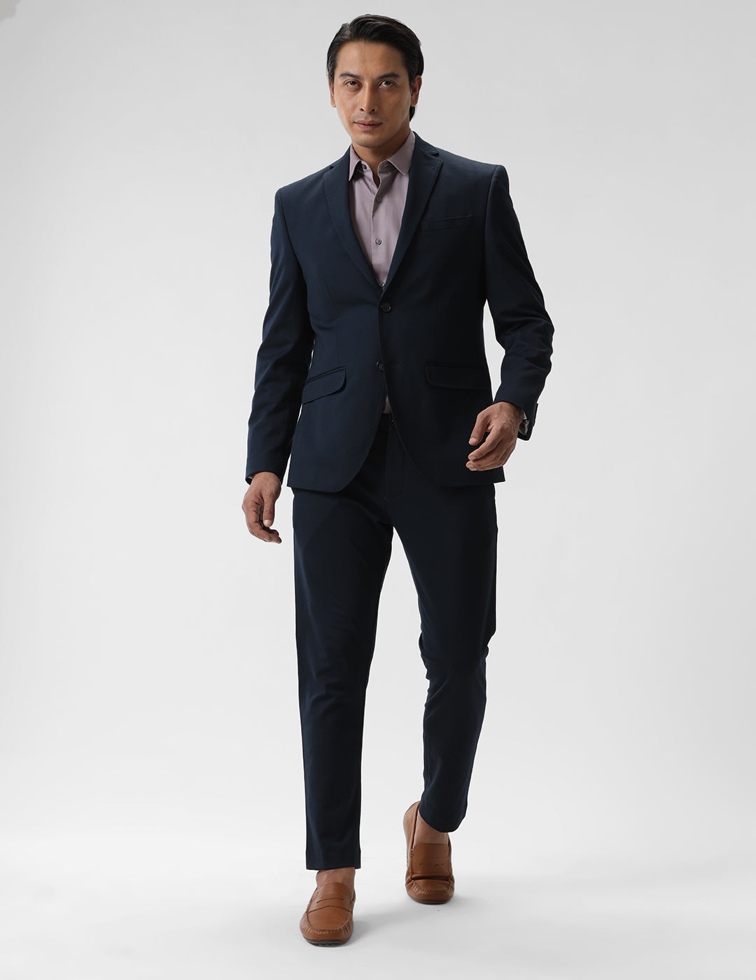 Men's Slim Fit Single Breasted Dark Blue Formal Blazer