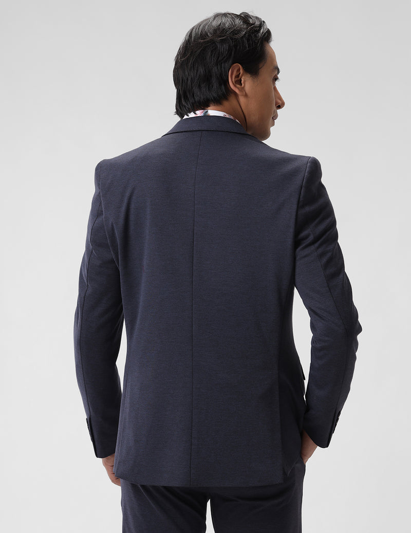 Men's Slim Fit Single Breasted Dark Blue Formal Blazer