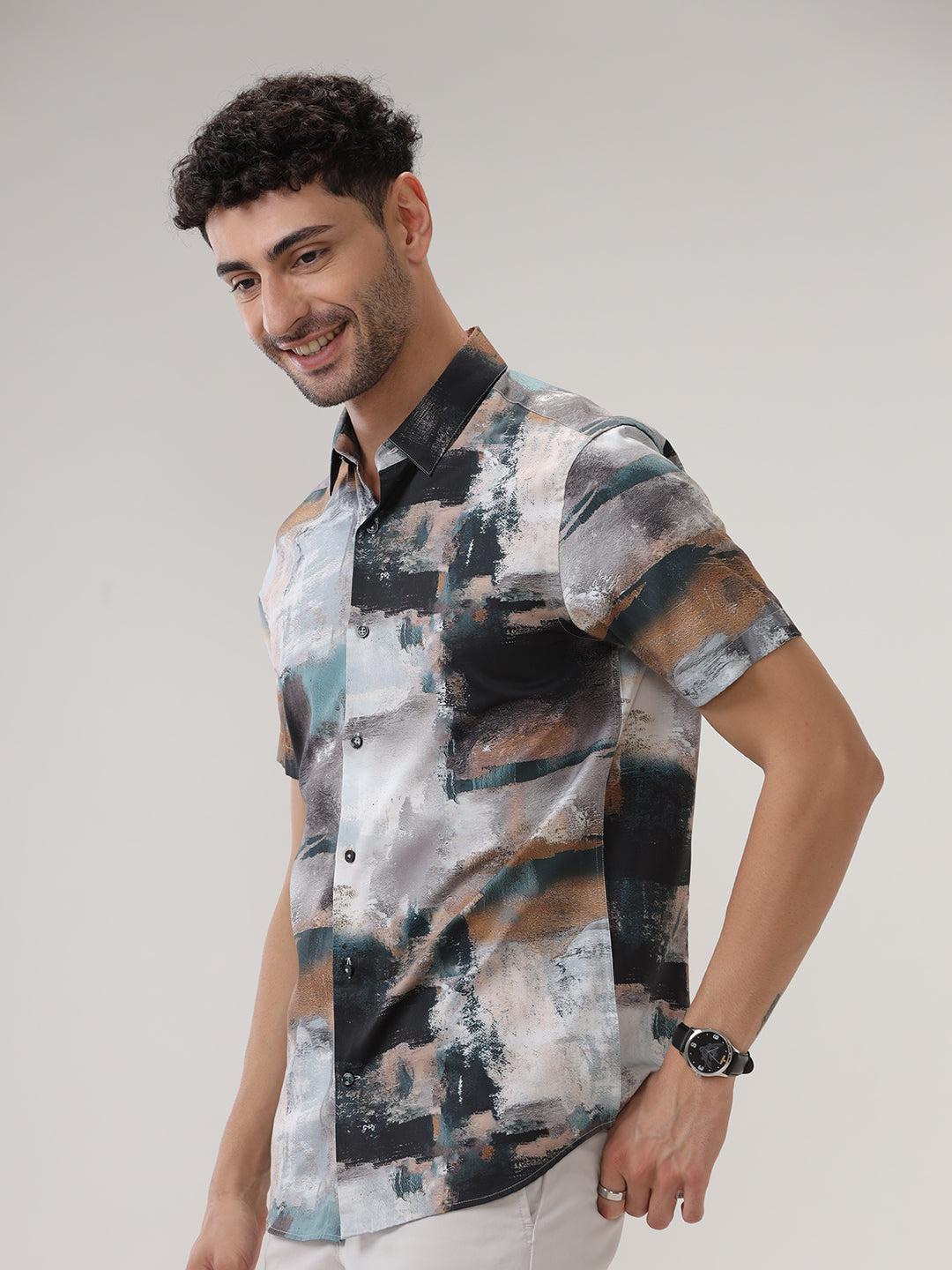 ABSTRACT PRINT HALF SLEEVES SHIRT